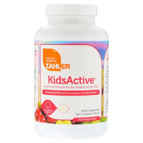 Zahler, KidsActive, Advanced Formula for the Healthy Active Child, Fruit Punch, 180 Chewable Tablets Review