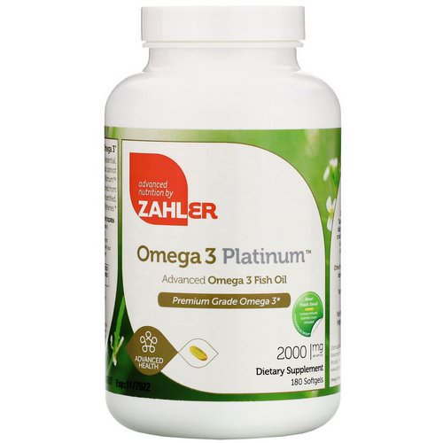 Zahler, Omega 3 Platinum, Advanced Omega 3 Fish Oil, 2,000 mg, 180 Softgels Review