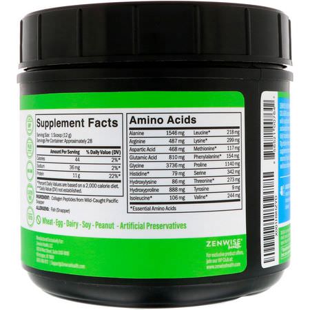膠原蛋白補品, 關節: Zenwise Health, Sustainable Marine Collagen, Unflavored, 12 oz (340 g)