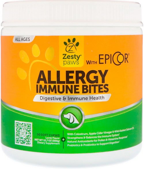 Zesty Paws, Allergy Immune Bites, Digestive & Immune Health, for Dogs, All Ages, Lamb Flavor, 90 Soft Chews Review