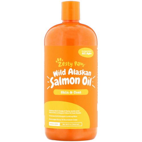 Zesty Paws, Wild Alaskan Salmon Oil for Dogs & Cats, Skin & Coat, All Ages, 32 fl oz (946 ml) Review
