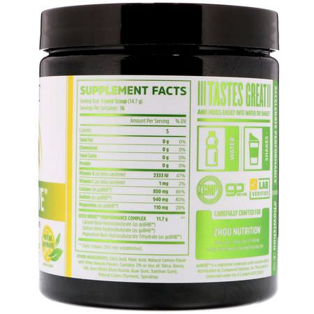 能量, 脂肪燃燒器: Zhou Nutrition, Keto Drive, Matcha Lemonade, 8.29 oz (235 g)