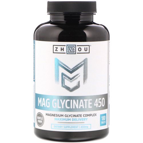 Zhou Nutrition, Mag Glycinate 450, 450 mg, 180 Tablets Review