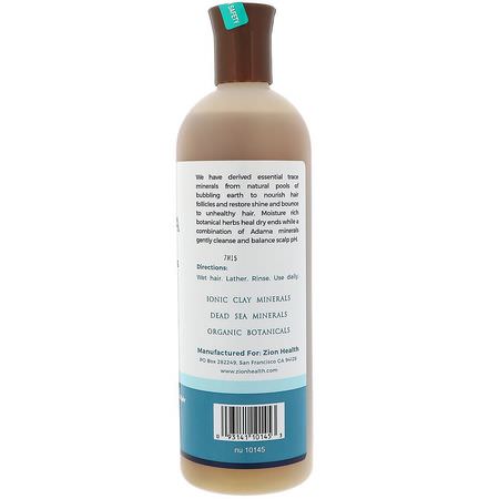 洗髮, 護髮: Zion Health, Adama, Ancient Minerals Shampoo, White Coconut, 16 fl oz (473 ml)