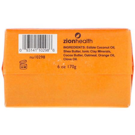 肥皂, 淋浴: Zion Health, Ancient Clay Soap, Clove Orange, 6 oz (170 g)