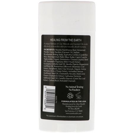 浴用除臭劑: Zion Health, Bold, ClayDry Deodorant, Charcoal Mint, 2.8 oz (80 g)