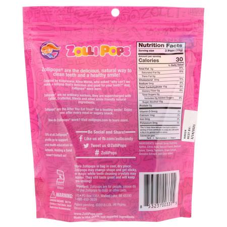 錠劑, 薄荷糖: Zollipops, The Clean Teeth Pops, Strawberry, 15 ZolliPops, (3.1 oz)
