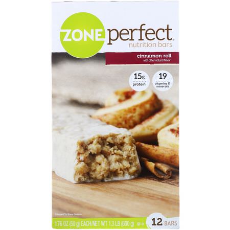 營養棒: ZonePerfect, Nutrition Bars, Cinnamon Roll, 12 Bars, 1.76 oz (50 g) Each