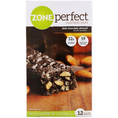 營養棒: ZonePerfect, Nutrition Bars, Dark Chocolate Almond, 12 Bars, 1.58 oz (45 g) Each
