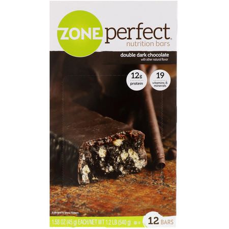 營養棒: ZonePerfect, Nutrition Bars, Double Dark Chocolate, 12 Bars, 1.58 oz (45 g) Each