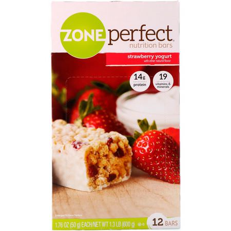 營養棒: ZonePerfect, Nutrition Bars, Strawberry Yogurt, 12 Bars, 1.76 oz (50 g) Each